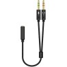 A128-0418 Aisens Cable Adaptador Audio JACK 3.5 4 Pines/H-2xJACK 3.5 3 Pines/M - 25cm - Color Negro