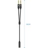 A128-0418 Aisens Cable Adaptador Audio JACK 3.5 4 Pines/H-2xJACK 3.5 3 Pines/M - 25cm - Color Negro