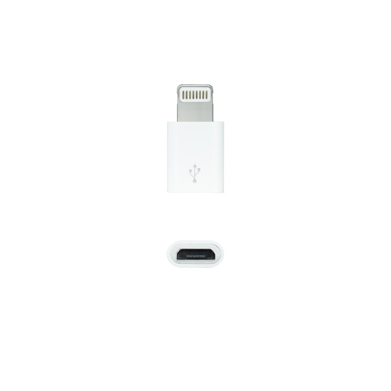 10.10.4100 Nanocable Adaptador Lightning a Micro USB - Lightning/M-Micro B/H - Color Blanco