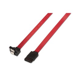 A130-0156 Aisens Cable SATA III Datos 6G Datos Acodado con Anclajes - 0.5m para Disco Duro SATA I - II - III SSD - Color Rojo