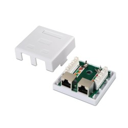 A139-0304 Aisens Roseta de Superficie RJ45 Cat.6 FTP 2 Tomas - Color Blanco