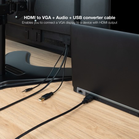 10.15.4350 Nanocable Cable Conversor HDMI a VGA+Jack3.5+USB-A 1.8m - Color Negro