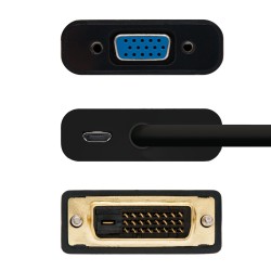 10.16.2008-BK Nanocable Conversor DVI 24+1/M a VGA HDB15/H - 10 cm - Color Negro