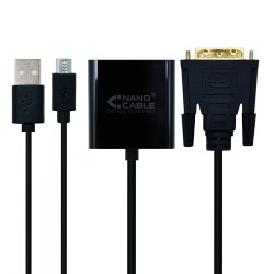 10.16.2008-BK Nanocable Conversor DVI 24+1/M a VGA HDB15/H - 10 cm - Color Negro