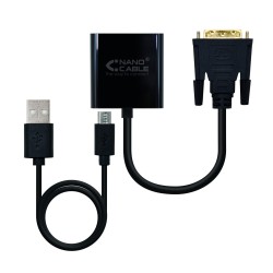 10.16.2008-BK Nanocable Conversor DVI 24+1/M a VGA HDB15/H - 10 cm - Color Negro