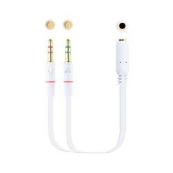 10.24.1203 Nanocable Cable Adaptador Audio Jack 3.5mm Hembra 4 Pines a 2x Jack 3.5mm Macho 3 Pines 0.20m - Color Blanco