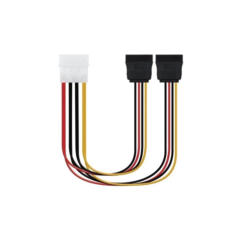 10.19.0102 Nanocable Cable SATA Alimentacion 5.25" Molex 4pin Macho a 2x SATA Hembra 0.30m