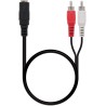 10.24.1301 Nanocable Cable Audio Estereo Jack 3.5mm Hembra a 2x RCA Macho 1.50m - Color Negro