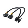 A131-0165 Aisens Cable Tarjeta grafica - 2xMolex 4pin/M-PCI-E(Molex 6+2pin)/M - 20cm - 100% Cobre - Color Negro