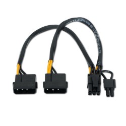 A131-0165 Aisens Cable Tarjeta grafica - 2xMolex 4pin/M-PCI-E(Molex 6+2pin)/M - 20cm - 100% Cobre - Color Negro