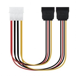 10.19.0101-OEM Nanocable Cable SATA Alimentacion 5.25" Molex 4pin Macho a 2x SATA Hembra 0.20m OEM