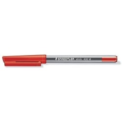 Staedtler Stick 430 Boligrafo con Capuchon - Punta 0.35mm - Tinta Endeleble - Color Rojo