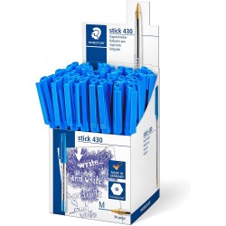 Staedtler Stick 430 Boligrafo con Capuchon - Punta 0.35mm - Tinta Endeleble - Color Azul