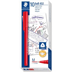 Staedtler Ball 432 Boligrafo Punta de Bola - Punta 0.45mm - Tinta Indeleble - Color Rojo