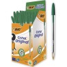 Bic Cristal Original Boligrafo de bola - Punta redonda de 1.0mm - Trazo 0.4mm - Tinta con Base de Aceite - Color Verde