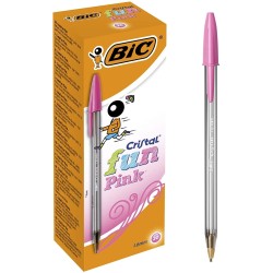 Bic Cristal Fun Boligrafo de Bola - Punta Gruesa de 1.6mm - Tinta con Base de Aceite - Color Rosa