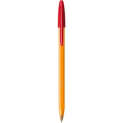 Bic Orange Original Fine Boligrafo de Bola - Punta Redonda de 0.8mm - Trazo de 0.30mm  - Cuerpo Naranja - Color Rojo