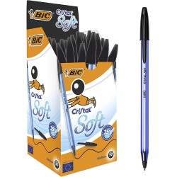 Bic Cristal Soft Boligrafos de Bola - Punta Media de 1.2mm - Trazo 0.45mm - Escritura mas Fluida - Color Negro