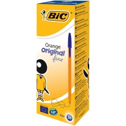 Bic Orange Original Fine Boligrafo de Bola - Punta Redonda de 0.8mm - Trazo de 0.30mm - Base de Aceite - Naranja - Color Azul