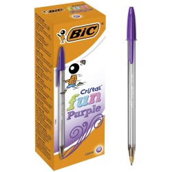 Bic Cristal Fun Boligrafo de Bola - Punta Gruesa de 1.6mm - Tinta con Base de Aceite - Color Morado