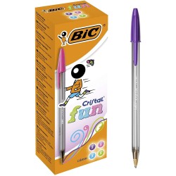 Bic Cristal Fun Boligrafo de Bola - Punta Redonda de 1.6mm - Trazo 0.42mm - Tinta con Base de Aceite - Colores Surtidos