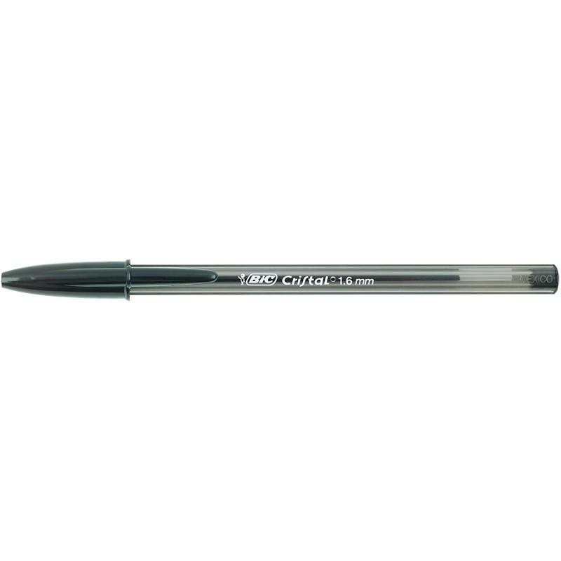 Bic Cristal Large Boligrafo de Bola - Punta Gruesa de 1.6mm - Trazo de 0.60mm - Tinta con Base de Aceite - Color Negro