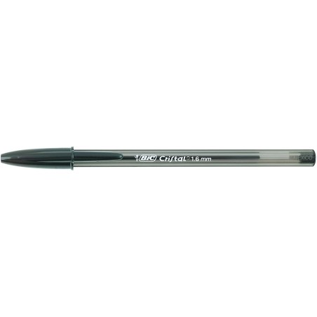 Bic Cristal Large Boligrafo de Bola - Punta Gruesa de 1.6mm - Trazo de 0.60mm - Tinta con Base de Aceite - Color Negro