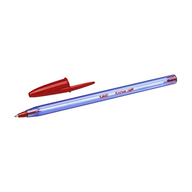 Bic Cristal Soft Boligrafos de Bola - Punta Media de 1.2mm - Trazo 0.45mm - Escritura mas Fluida - Color Rojo