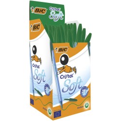 Bic Cristal Soft Boligrafos de Bola - Punta Media de 1.2mm - Trazo 0.45mm - Escritura mas Fluida - Color Verde