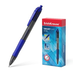 Erichkrause Boligrafo de Gel Automatico Smart-Gel - Cuerpo Translucido Redondo - Punta de 05mm - Secado Rapido - Color Azul