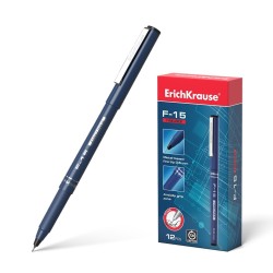 Erichkrause Boligrafo de Trazo Fino F-15 - Tinta Color Negro - Pluma Estilografica Stick - Punta Fina - Espesor de 06mm