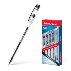 Erichkrause Boligrafo de Gel G-Point - Tinta de Gel de Secado Rapido - Cuerpo Transparente con Grip Perfilado - Color Negro