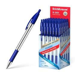 Erichkrause Boligrafo Automatico R-301 Classic Matic&Grip 1.0 - Punta de 1.0mm - Tinta de Secado Rapido - Color Azul