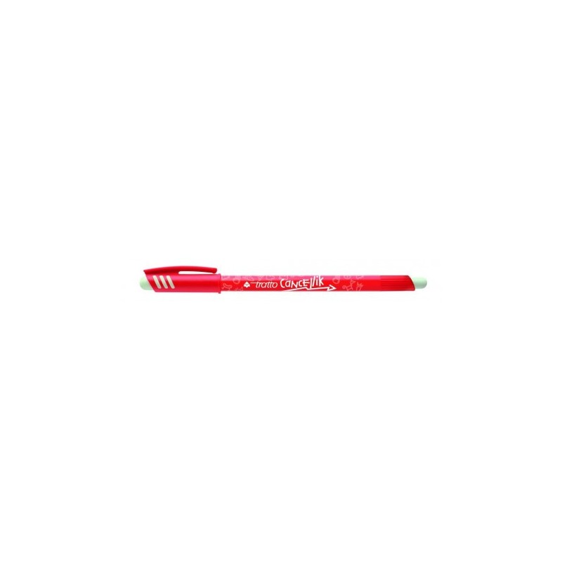 Tratto Cancellik Boligrafo de Bola - Tinta Borrable - Trazo 0.4mm - Doble Goma - Color Rojo