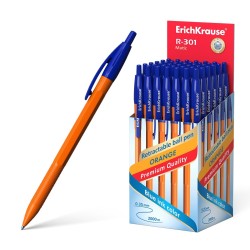 Erichkrause Boligrafo Automatico R-301 Naranja Matic 07 - Cuerpo Hexagonal Opaco - Grip - Punta de 07mm  - Color Azur