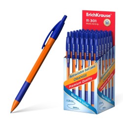 Erichkrause Boligrafo Automatico R-301 Naranja Matic&Grip 07 - Cuerpo Hexagonal Opaco  - Punta de 07mm - Color Azul