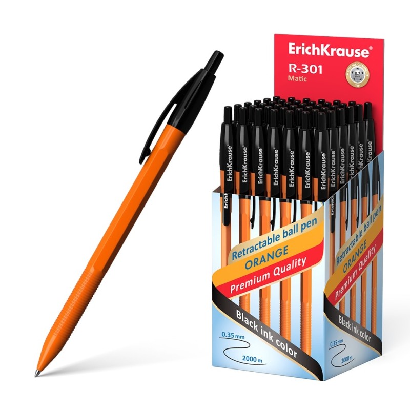 Erichkrause Boligrafo Automatico R-301 Naranja Matic 07 - Cuerpo Hexagonal Opaco - Grip - Punta de 07mm - Color Negro Erichkrause Boligrafo Automatico R-301 Naranja Matic 07 - Cuerpo Hexagonal Opaco - Grip - Punta de 07mm - Color Negro