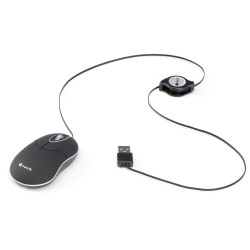 NGS Sin Raton USB 1000dpi - Cable Retractil - 3 Botones - Uso Ambidiestro - Color Negro