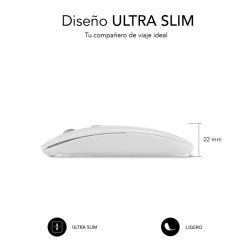 Subblim Ratón Dual Flat - Conexión Dual - Silent Click - Batería Recargable - Rueda de Silicona - 1600 DPI - Color Blanco