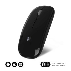 Subblim Raton Dual Flat - Conectividad Dual - Tecnologia Silent Click - Bateria de Larga Duracion - Elegante - Color Negro