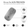 Subblim Ratón Dual Flat Mouse - Conexión Dual - Silent Click - Batería Recargable - Rueda de Silicona - 1600 DPI - Color Gris