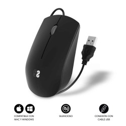 Subblim Raton Business con Cable - Diseño Ultradelgado y Ergonomico - Tecnologia Silent Click - Color Negro Mate