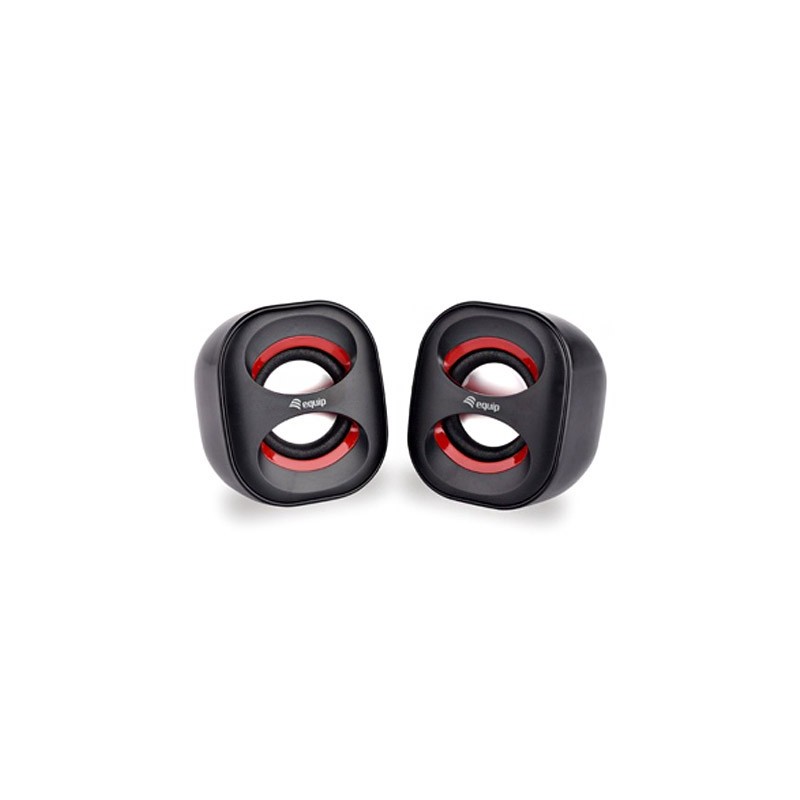 Equip Life Mini Altavoces USB 2.0 6W - Conector Jack 3.5mm - Control en Cable - Color Negro/Rojo