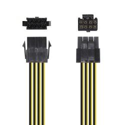 A131-0419 Aisens Cable Alimentacion - 8 Pin/H-4+4 Pin/M - 30cm - Color Negro