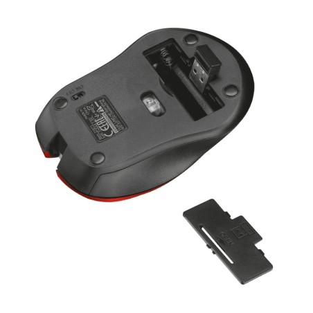Trust Mydo Raton Inalambrico Silencioso USB 1800dpi - 3 Botones Silenciosos - Uso Ambidiestro - Color Rojo/Negro