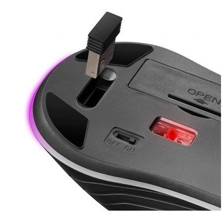 Mars Gaming MMW2 Raton Inalambrico USB 3200dpi - Switches Mecanicos HUANO - Iluminacion RGB Flow - Uso Diestro