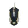 FR-TEC Batman Raton USB hasta 8000dpi - Iluminacion LED Amarillo - Plug and Play - Cable Trenzado de 1.8m - Color Negro/Gris/