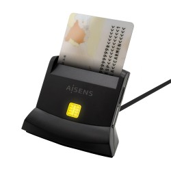 Aisens Lector de Tarjeta Inteligente DNI USB-C con Lector de Tarjetas SIM, SD, Micro SD, MMC, RS-MMC, MMC Micro - Color Negro