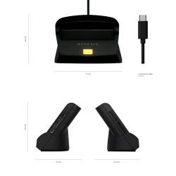 Aisens Lector de Tarjeta Inteligente DNI USB-C con Lector de Tarjetas SIM, SD, Micro SD, MMC, RS-MMC, MMC Micro - Color Negro
