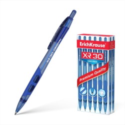 Erichkrause Boligrafo Automatico Xr-30 - Cuerpo Translucido Redondo - Zona de Agarre Ergonomica  Punta de 5 Canales Color Azul